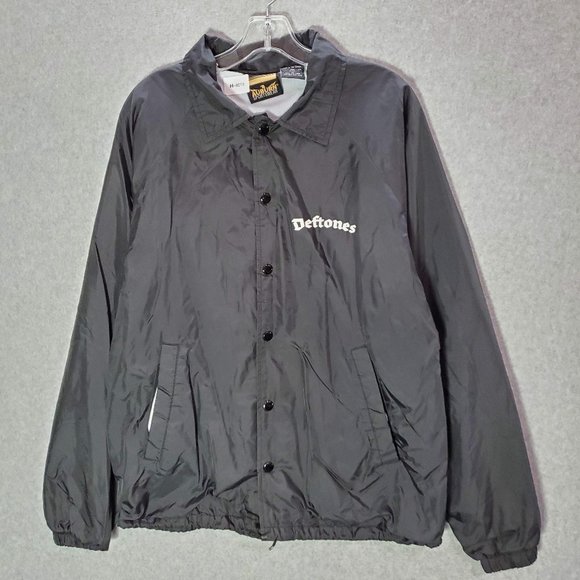 VINTAGE Deftones Men Jacket Medium Black Windbreaker Logo‎ Long Sleeve 80s